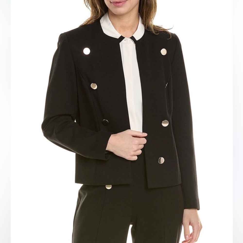 New Anne Klein Black Double-Breasted Jacket Blazer - Picture 3 of 8